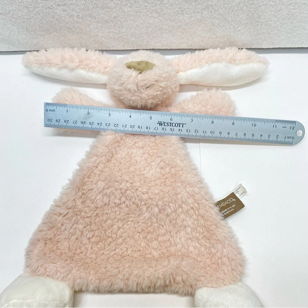 Demdaco Darling Blush Pink & White Bunny Rabbit Rattles Lovey Security Blanket